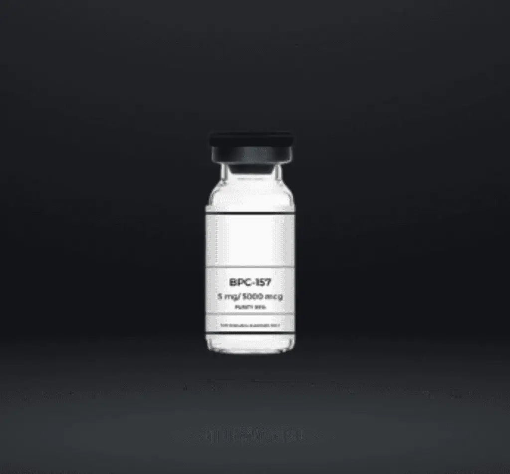 Premium cannabis oil vial for medical use, labeled BPC-157, 5 mg/5000 mcg, high-quality product from.