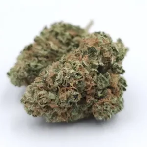 Small amount of cannabis flower measured on a digital scale.