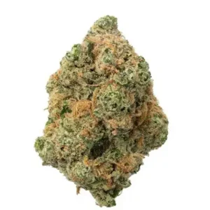 Macro image of trichomes on a cannabis bud.