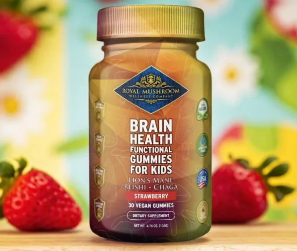 Brain Health Mushroom Mix Gummies For Kids Strawberry Flavor 30 Ct